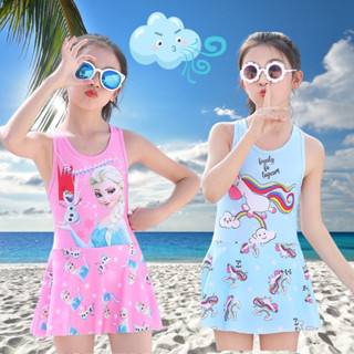  Đồ Bơi Bé Gái Bộ Bơi Bé Gái Liền Thân Habi Fashion HB2401 Tặng Kèm Mũ Họa Tiết Elsa Chất Liệu Co Giãn Cho Bé Từ 9-30Kg 