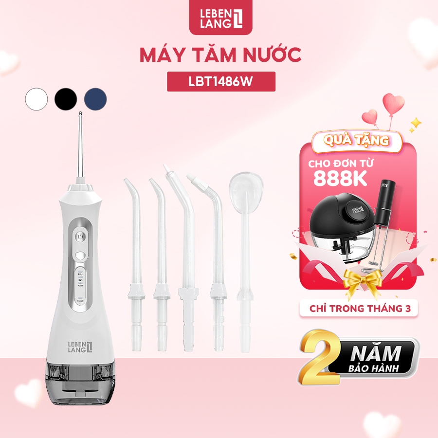 Máy tăm nước Lebenlang LBT1486S tặng kèm đầu xịt và túi vải đựng máy cao cấp, thương hiệu Đức, bảo hành 2 năm