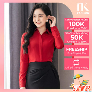 Áo Sơ Mi Nữ Công Sở Cao Cấp Dài Tay NK FASHION, Thiết Kế Đơn Sắc Tối Giản Thanh Lịch NKSM2010011B