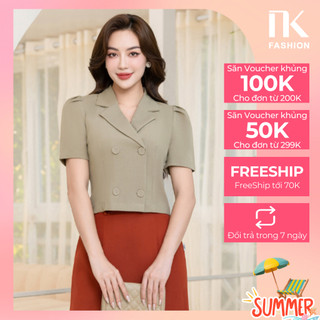 Áo Ký Giả NK Fashion Thiết Kế Cộc Tay 4 Cúc Bọc Chất Vải Nhập Hàn Cao Cấp Mềm Mịn Thoáng Mát NKFSM2305014