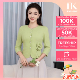 Áo Sơ Mi Peplum Cổ Tròn NKSM2308007 NK Fashion Công Sở Nữ Dáng Hàn Quốc, Thanh Lịch, Nữ Tính, Vải Mềm Mịn Thoáng Mát
