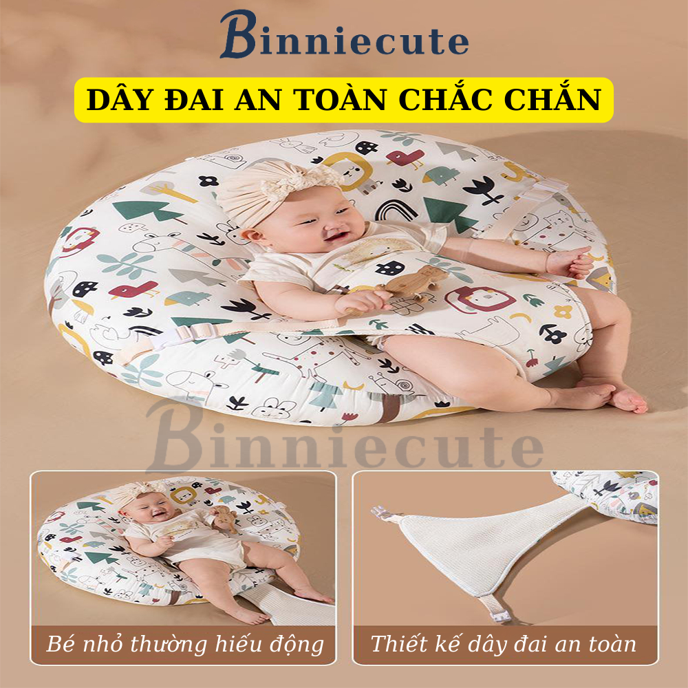 Gối chống trào ngược cao cấp cho bé sơ sinh BINNIECUTE chống đầy hơi, sặc sữa - kích thước 60x60cm