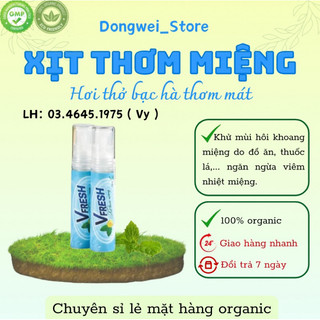 Hương vị bạc hà, xịt thơm miệng vfresh, hương vị thơm mát, 10ml/chai