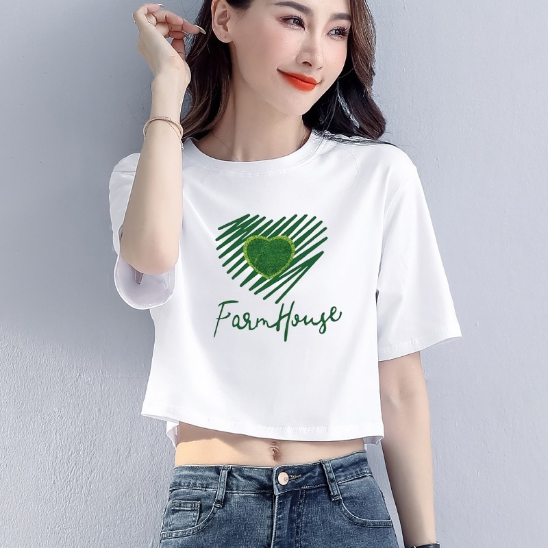 Áo Croptop Thun Cotton 100%  Form Rộng Tay Ngắn Cổ Tròn Hình In Chuột 0025