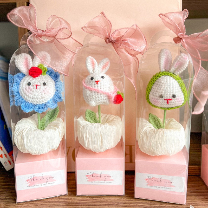 Bó Hoa handmade Đan Len Nhiều Màu Sắc Dùng Làm Quà Tặng