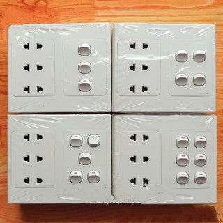 Mặt công tắc ổ cắm đôi lắp nổi mpe