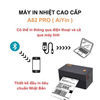 Máy in nhiệt Bluetooth, máy in đơn hàng, in mã vận đơn, mã vạch, in giấy A6 A82P, bảo hành 12 tháng