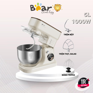 Máy đánh trứng để bàn- trộn bột dung tích 5l tự động bear sjj-e08g1, 1000w, trộn thịt bột đều nhanh chóng, bh 18 tháng