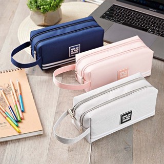 Túi vải đựng bút viết, đồ trang điểm thiết kế 2 dây kéo dành cho học sinh Hộp Bút Vải Canvas Siêu To Túi Viết Nhiều Màu