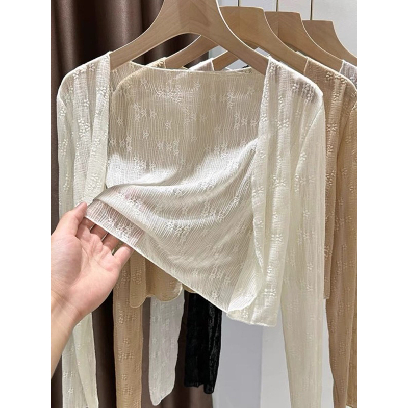 Áo Khoác Croptop Ngắn Ren hoa mỏng mùa hè -Áo khoác tay dài lưới đi biển xinh m080 | BigBuy360 - bigbuy360.vn