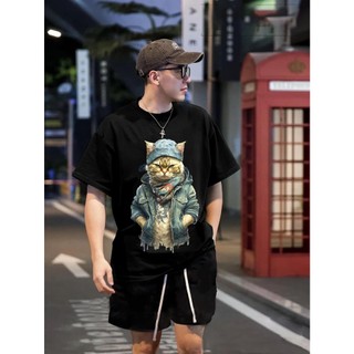 Áo Thun Nam Nữ Tay Lỡ Form Rộng Chiến Binh Mèo Vải Cotton Cao Cấp
