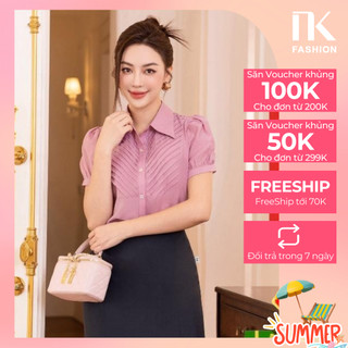 Áo Sơ Mi Xếp Ngực Chéo NK Fashion Thiết Kế Trẻ Trung, Chất Liệu Cao Cấp NKSM2305007