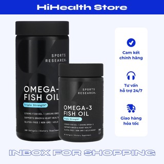 Dầu cá Sports Research Omega-3 Triple Strength hỗ trợ sức khỏe tim mạch, não bộ 90/180 viên  Mẫu Mới