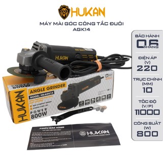 Máy mài cầm tay HUKAN AGK14, Công tắc đuôi, Công suất 800w, Tặng 1 đá cắt