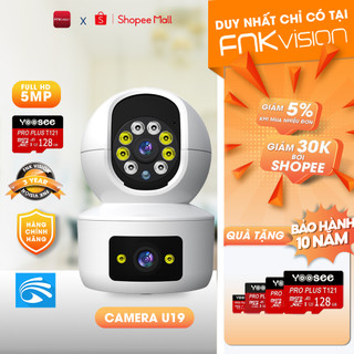 Camera hai mắt FNKvision U19 8.0mp Yoosee, camera wifi 360 độ, xem đêm có màu, bảo hành 12 tháng