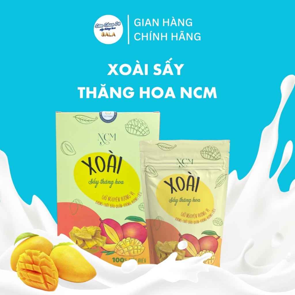 Xoài sấy thăng hoa NCM hộp 20g, 100% trái cây tươi tại trang trại công ty Thái Ý Phương