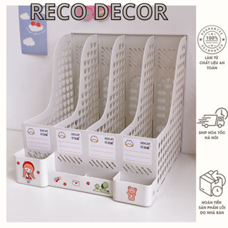 [Tặng Sticker] Giá Để Tài Liệu 4 Ngăn Kệ Nhựa Đựng Sách Đơn Giản Decor Bàn Học