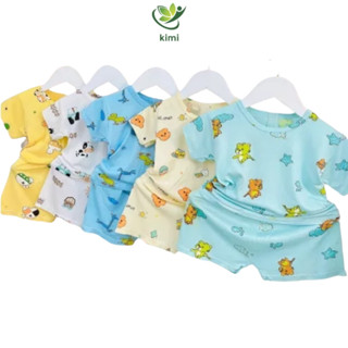 Bộ đồ cộc tay Minky mom thun lạnh họa tiết động vật cho bé trai bé gái trẻ sơ sinh