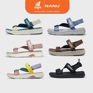 Giày Sandal Nữ 08 Nanu Quai Chéo - Coffee White and Green White