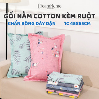 Gối nằm ngủ cho người lớn 45x65, vỏ gối cotton 100% đanh mát có khóa kéo, trần bông dày dặn - DREAMHOME