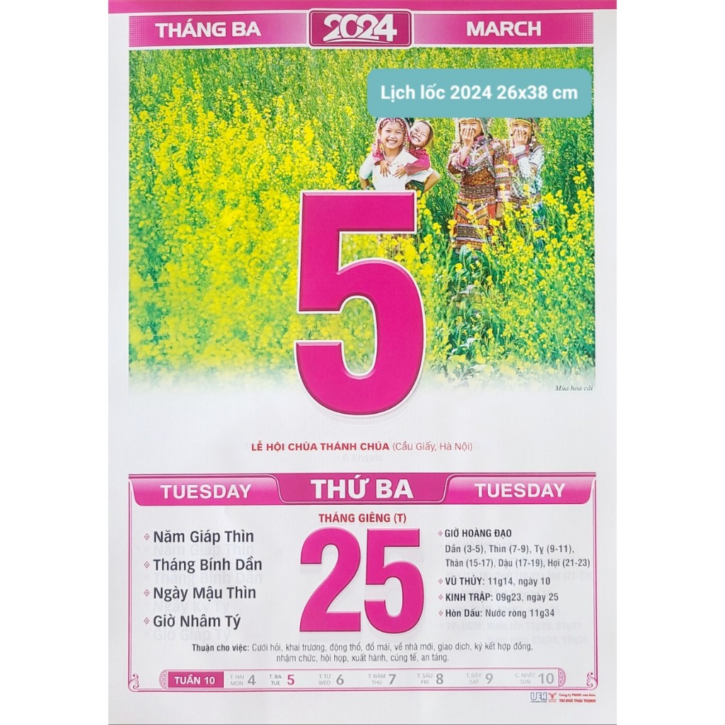 LỊCH 2024 SIÊU ĐẠI 26X38 cm