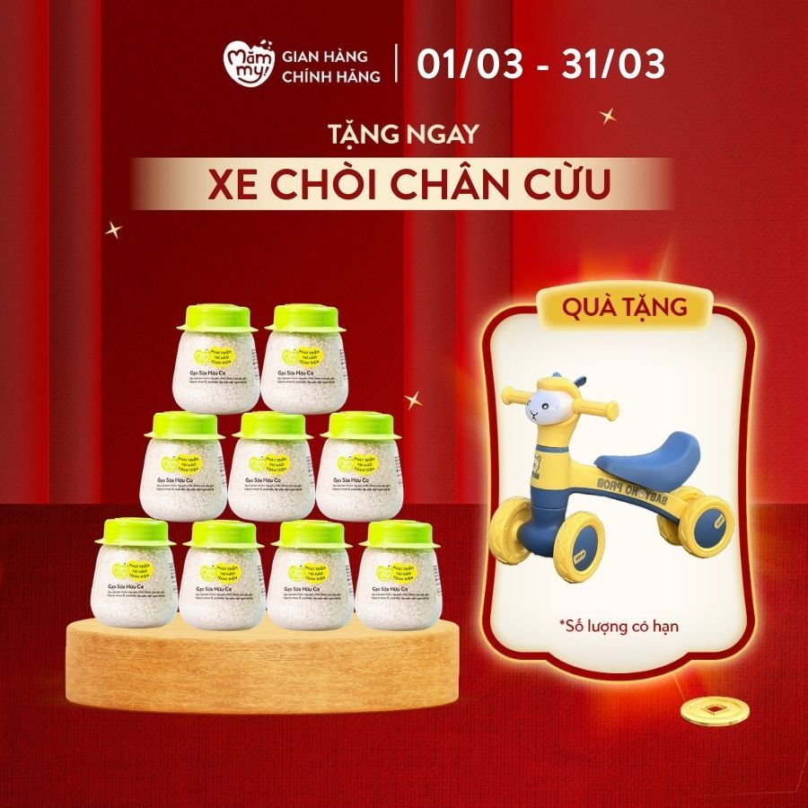 Combo 9 hũ gạo sữa hữu cơ Mămmy chuyên dùng nấu cháo ăn dặm cho bé từ 6 tháng 140gr/ hũ