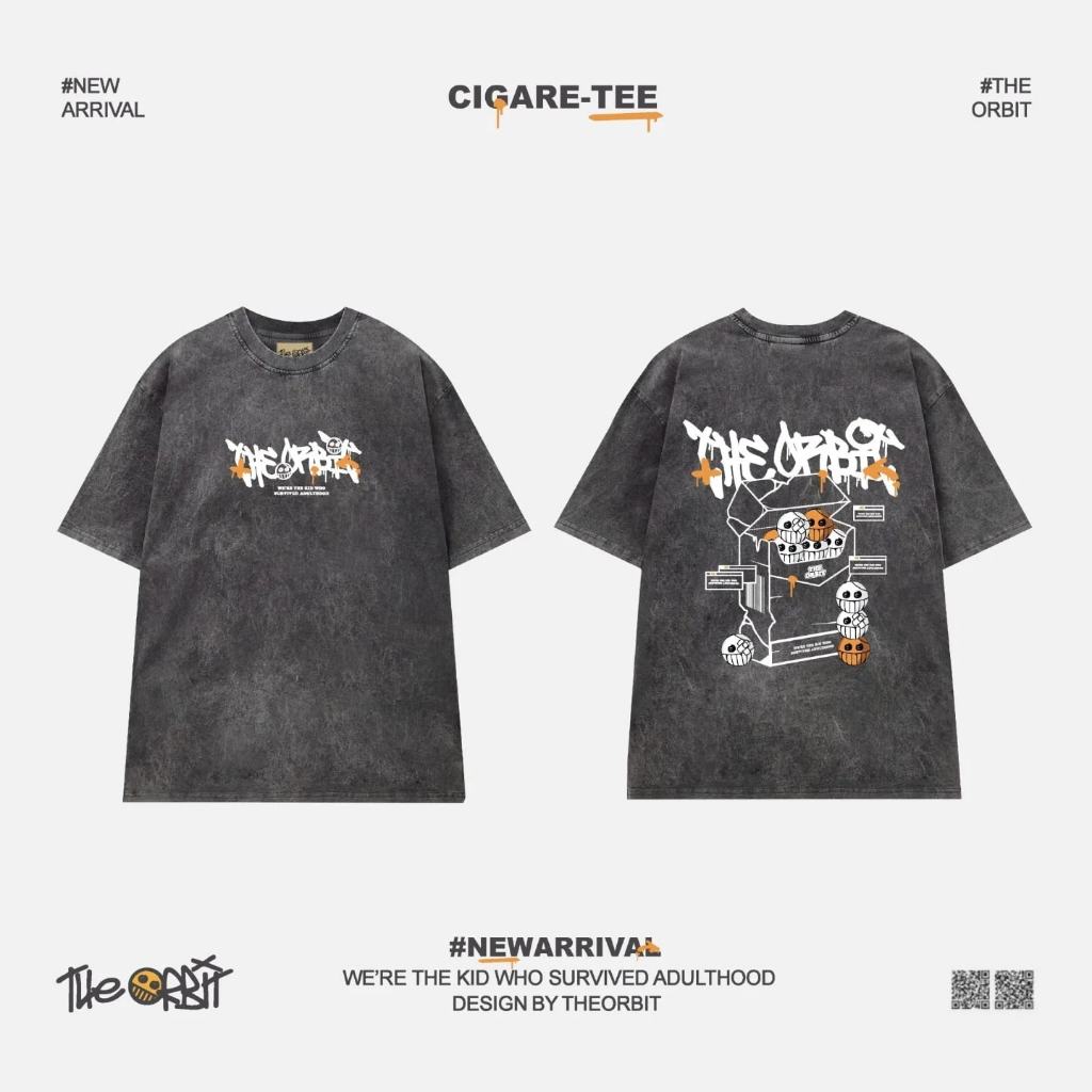 Áo thun nam nữ CIGARATEE Wash cotton co giãn The ORBIT