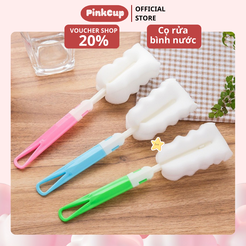 Dụng Cụ Cọ Rửa Bình 💗𝑭𝑹𝑬𝑬𝑺𝑯𝑰𝑷💗 Cọ Rửa Cốc Đa Năng Năng Bằng Mút Nhiều Màu Chính Hãng PINKCUP - PC23