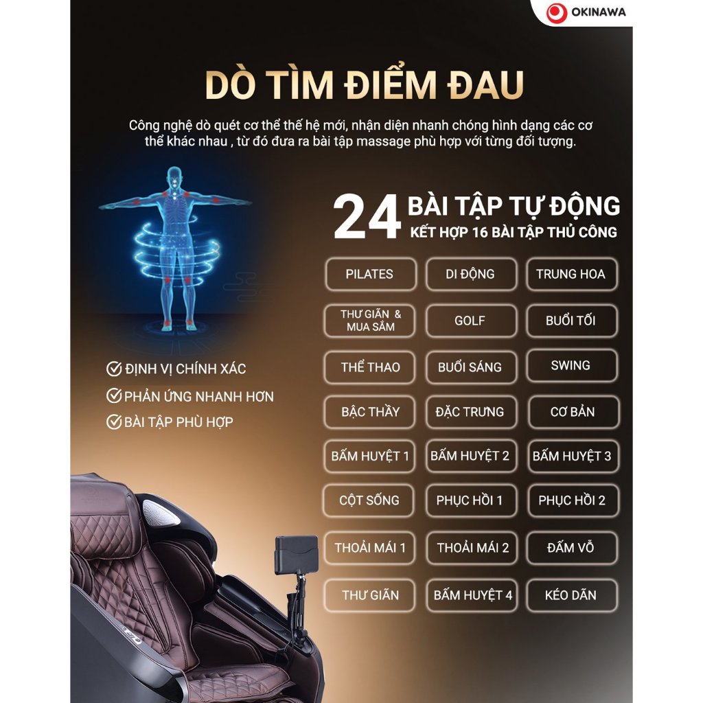 Ghế massage toàn thân cao cấp Okinawa ICYBER 10D, công nghệ massage mới nhất hiện nay