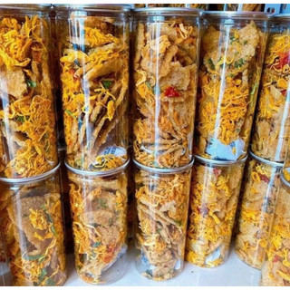 Ăn vặt cơm cháy lắc khô gà lá chanh lon pet 300g
