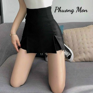 Chân váy đen A xẻ 2 bên Phuong Mon có lót trong