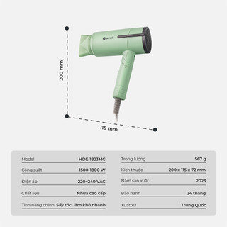Máy Sấy Tóc Elmich HDE-1823 (Công Suất 1800W, 3 Chế Độ Sấy)