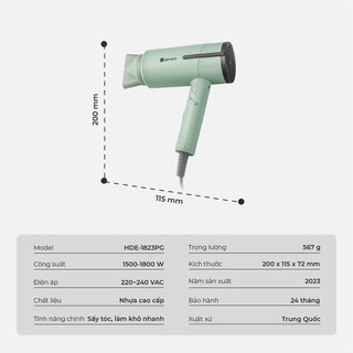 Máy Sấy Tóc Elmich HDE-1823 (Công Suất 1800W, 3 Chế Độ Sấy)
