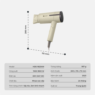 Máy Sấy Tóc Elmich HDE-1823 (Công Suất 1800W, 3 Chế Độ Sấy)