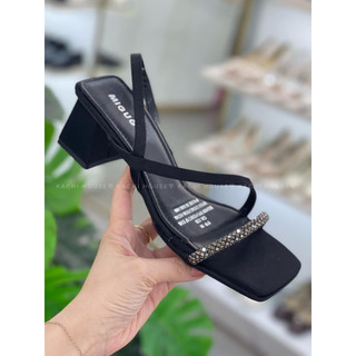 Xăng-Đan quai phối đá hàng vnxk,xăng-Đan nữ phối đá gót vuông cao 7cm