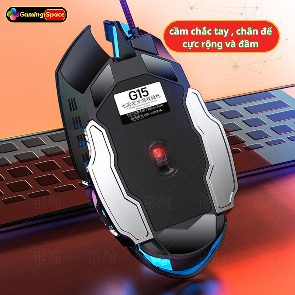 Chuột máy tính gaming có dây G15 led RGB 6 phím DPI 3600 chuyên game PC và làm việc văn phòng