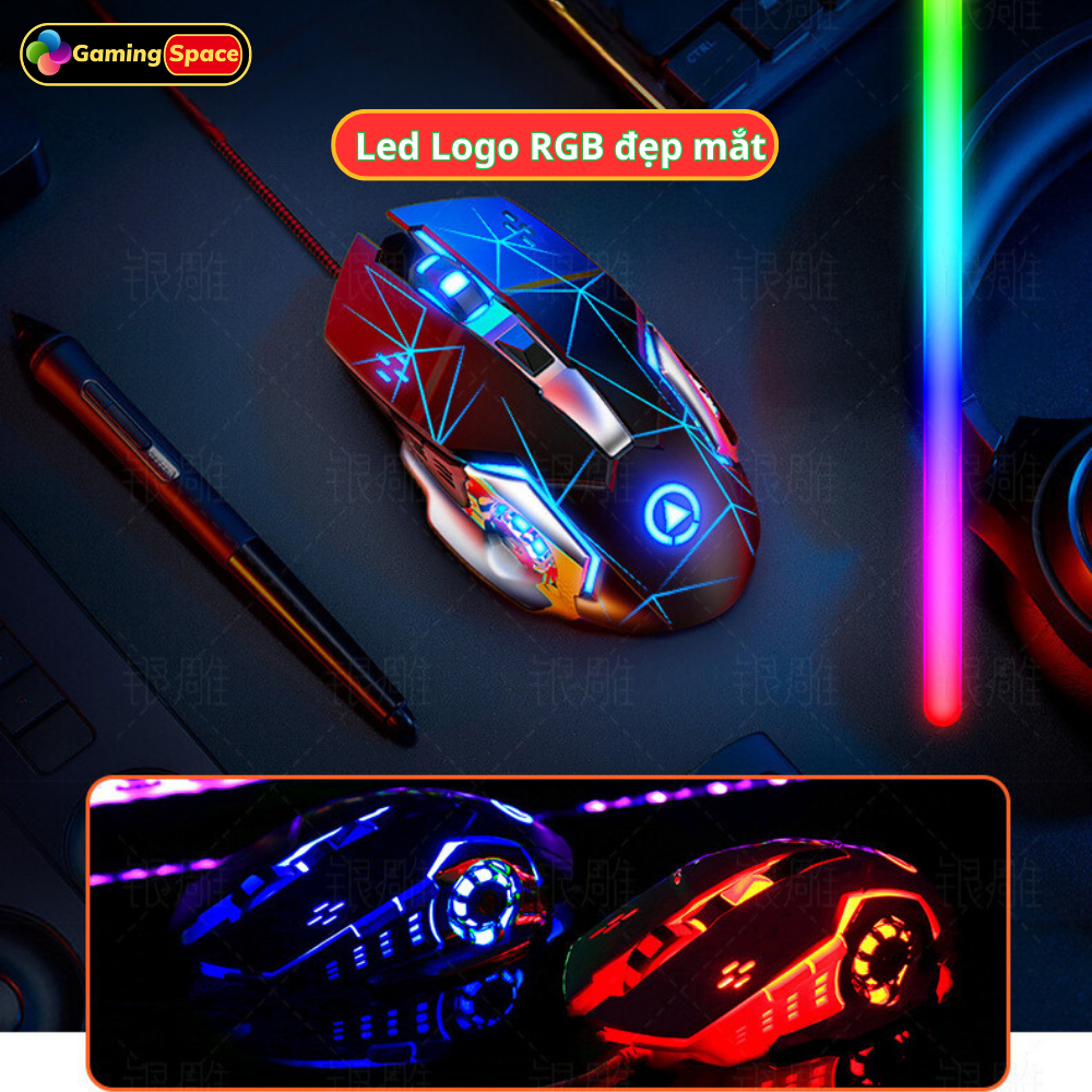 Chuột máy tính gaming có dây G15 led RGB 6 phím DPI 3600 chuyên game PC và làm việc văn phòng