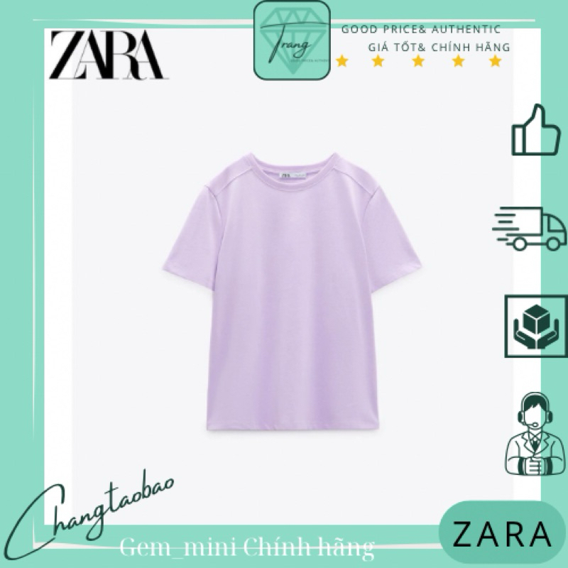 Zara Auth Áo phông nữ màu tím size M 170/88A