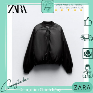 Zara Auth Áo khoác phao dài tay đen phồng size s