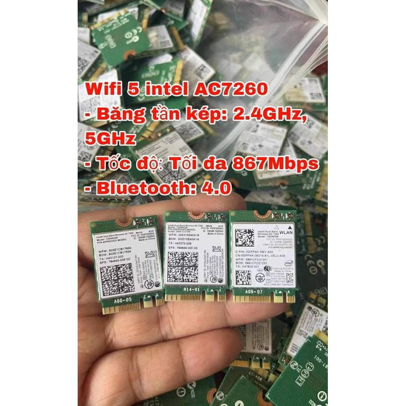 Card wifi intel AC7260 lắp cho laptop, pc,...