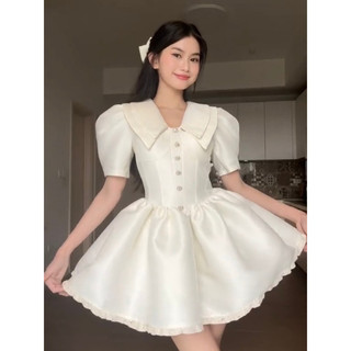 ( Chuẩn L1 + Ảnh Thật ) Đầm Xoè Tafta Tay Bồng Cổ V 2 Lớp Đính Đá Trái Tim Bánh Bèo Sang Chảnh