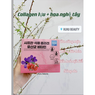 Bột collagen lựu đỏ vit C và collagen lựu+hoa nghệ tây