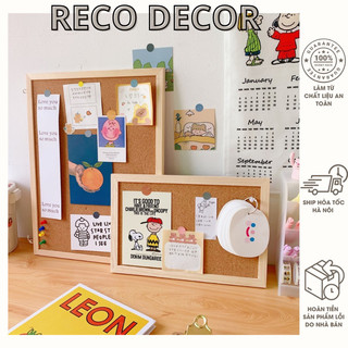 [Kèm bộ phụ kiện] Bảng gỗ ghim tranh ảnh, ghi chú post card để decor bàn học
