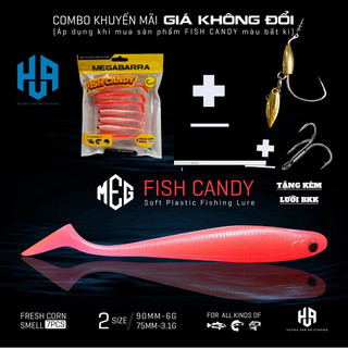 Mồi mềm MEGABARA TẶNG 1 lưỡi AR15 & BKK (COMBO 3 MÓN) mồi chuyên đánh cá lóc Chẽm chuối hoa....