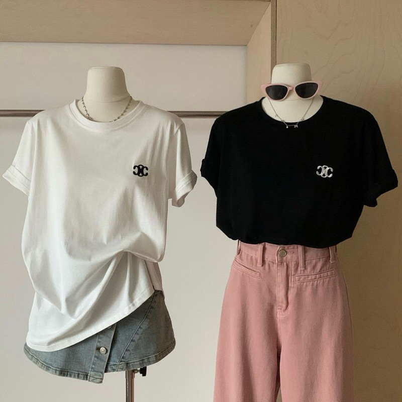 Áo cotton mát thêu x sang chảnh bacsic form vừa qc WG.WE