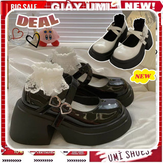 [MỚI VỀ-SẴN] Giày Mary jane nâng độn đế cao 5cm da bóng/ da lì cá tính năng động trẻ trung đơn giản quai cài đẹp mới đẹp
