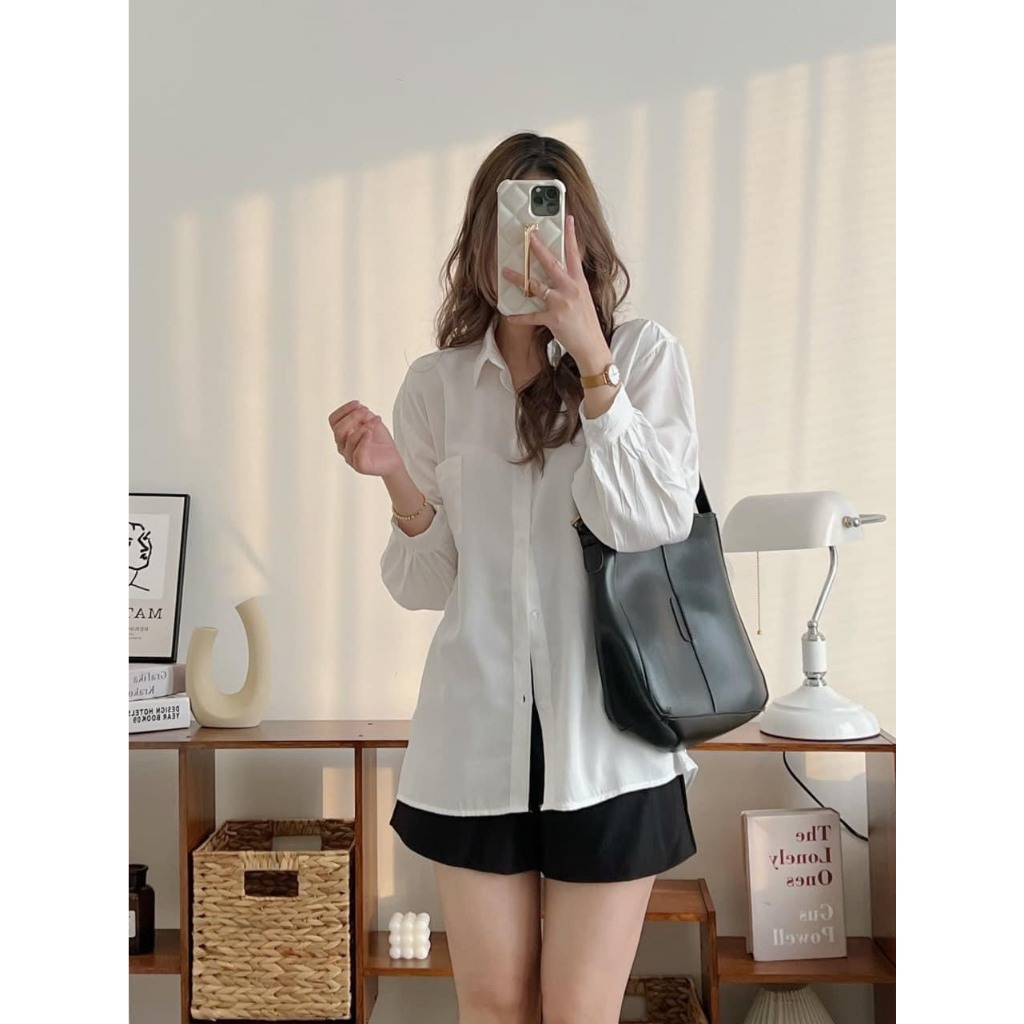 Áo Sơ Mi Lụa Hàn Trơn Quảng Châu, Full 4 Màu, Loại 1