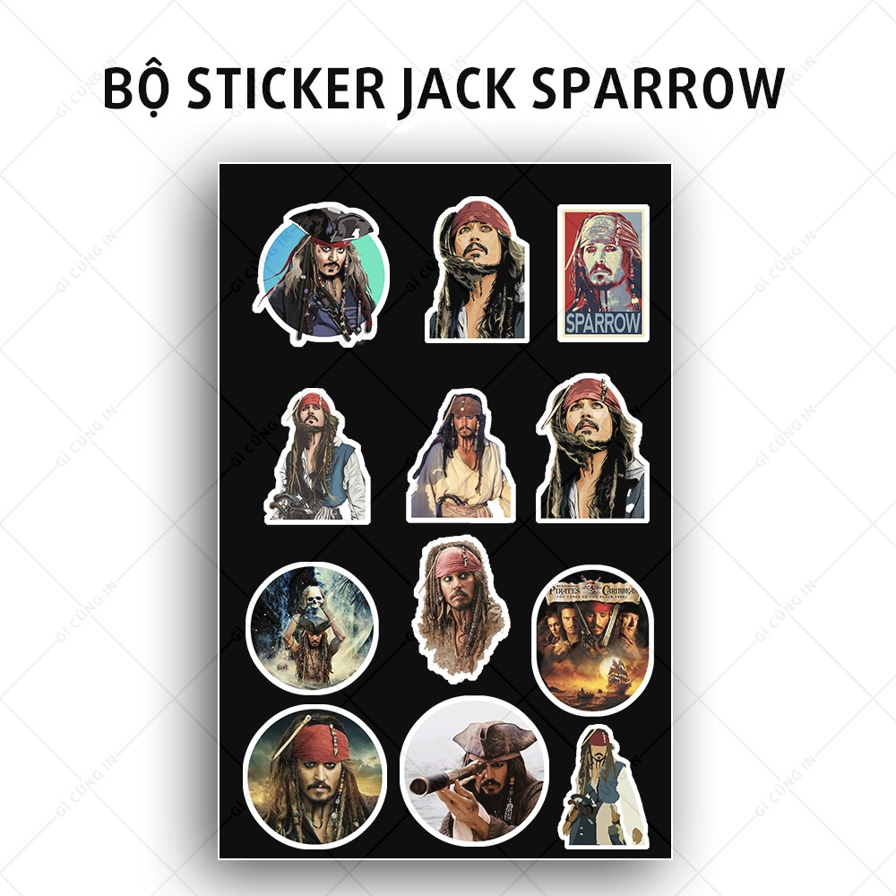 Set 5 Sticker Hình JACK SPARROW | Decal Chống Nước | MS: 000157