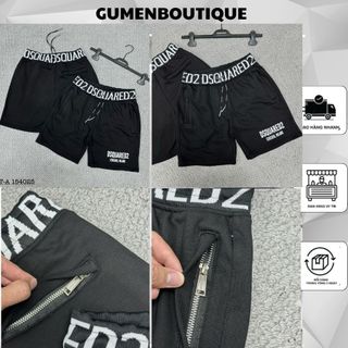  Quần Đùi DSQ In Chữ Mặt Trước Và Viền Cạp Khóa Túi Trước Sau - Quần Đùi Nam DSQ In Chữ Cực Chất