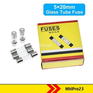 Gói 10 - cầu chì ống thủy tinh 5x20mm 0.5a 1a 1.5a 2a 2.5a 3a 3.15a 4a 5a 6a 7a 8a 10a 15a 20a 25a 30a 250v